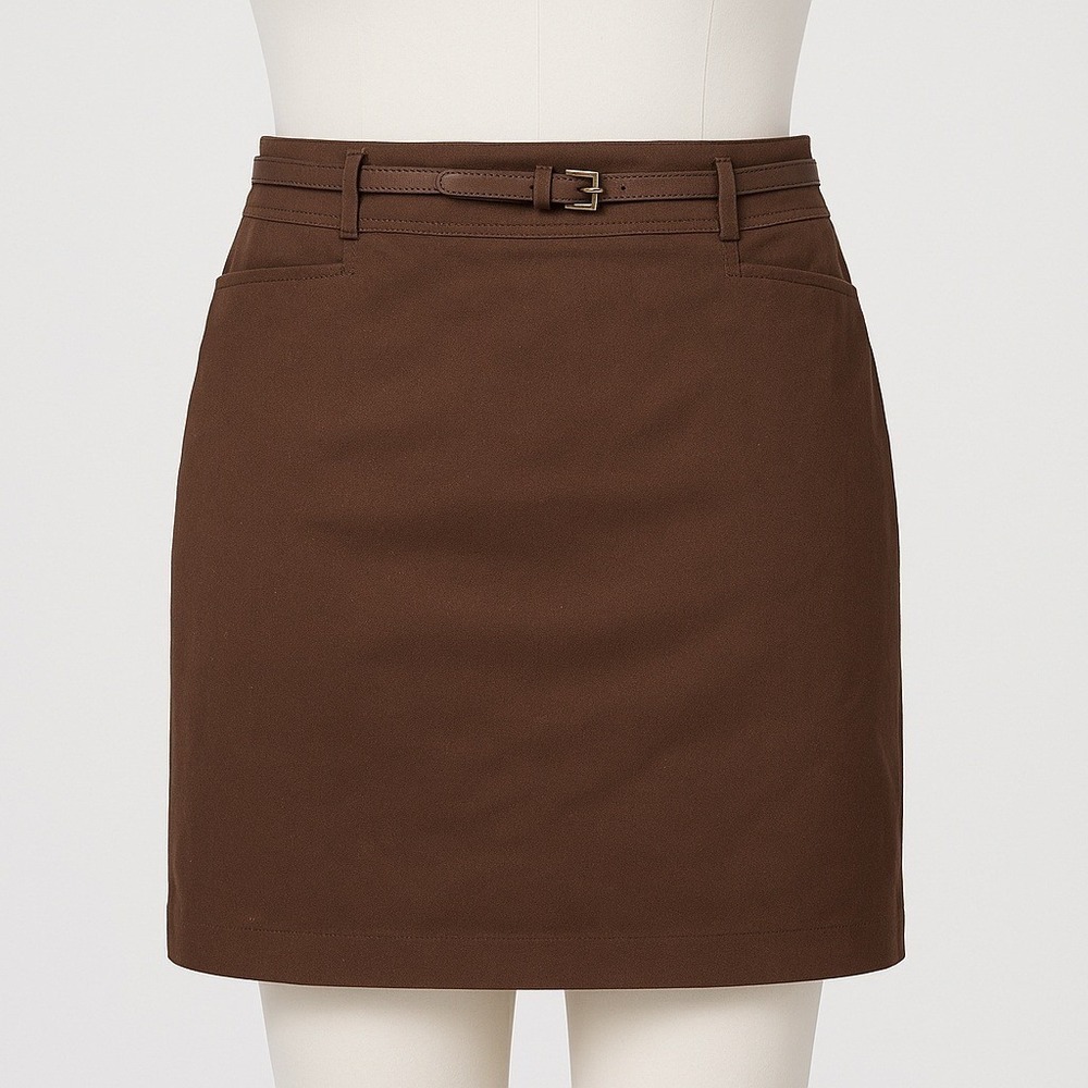 Lauren Ralph Lauren‎ Y2K Belted Pencil Skirt Brown Plus Size 18W Preppy Office